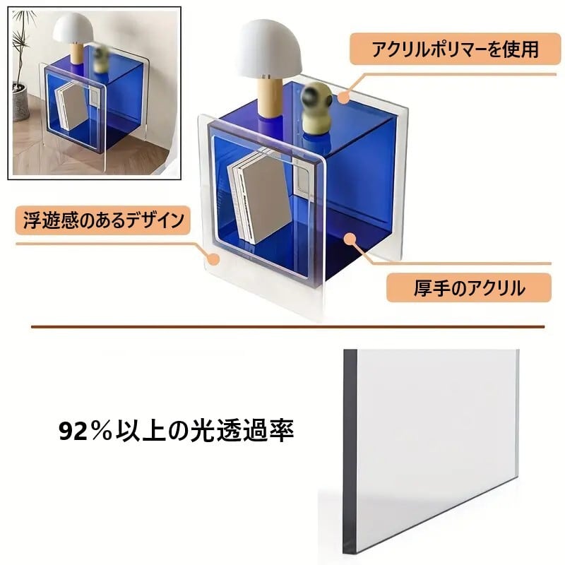 キャビネット クリア オープン タイプ おしゃれ かわいい インテリア 収納 ディスプレイ シェルフ コンパクト イエロー ブルー 4-7 [3]