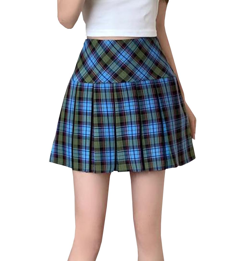 レディース 制服 スカート プリーツ スカート チェック柄 Aライン ミニスカー 美脚 ハイウエストスカート インナー付き 短い 学院風 スクルスカート ガールズ 学生 通学 日系