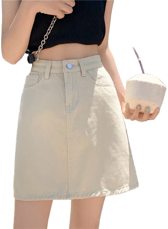 レディース ミニ デニム スカート ゆったり ショート丈 膝上 ゆったり カジュアル コットン 短い スカート