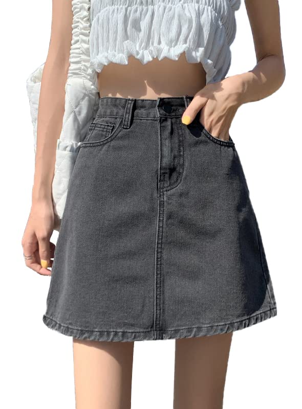 レディース ミニ デニム スカート ゆったり ショート丈 膝上 ゆったり カジュアル コットン 短い スカート