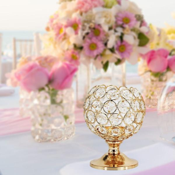 北欧の金属鉄クリスタルキャンドルホルダー燭台ホームデスク用10x10x13cm