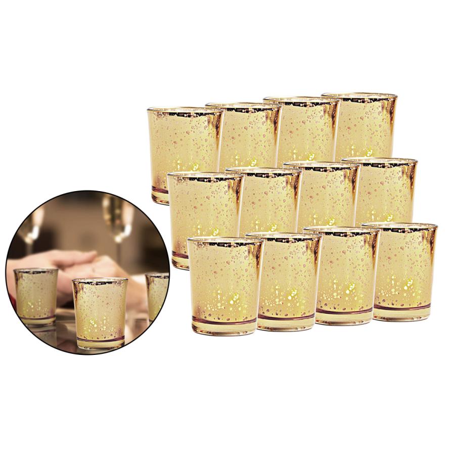 12xガラスティーライトホルダーパーティーの装飾キャンドルホルダー燭台C