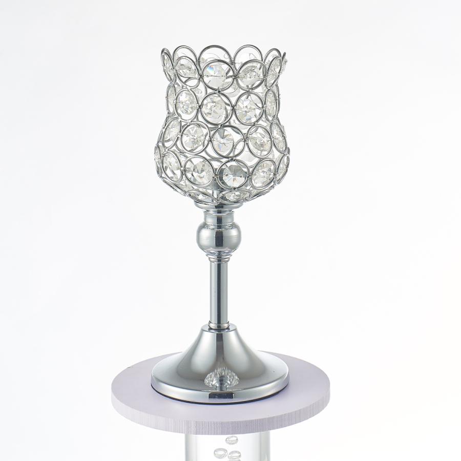 鉄のキャンドルホルダー燭台ロマンチックなクリスタルキャンドルカップの家の装飾22cm