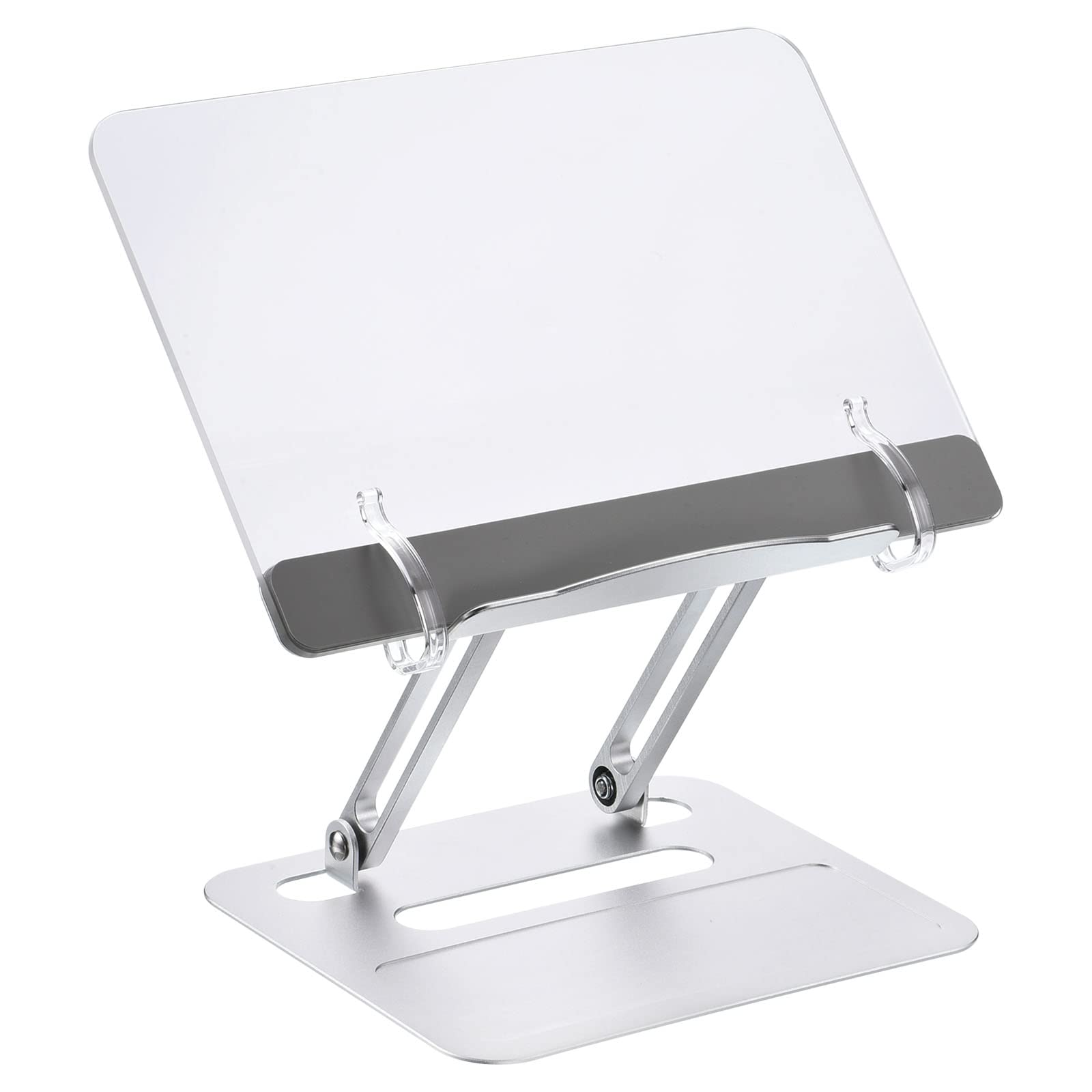 T アクリルブックスタンド 高さ調節可能なブックホルダートレイ プラスチック製ページクリップ付き 書..