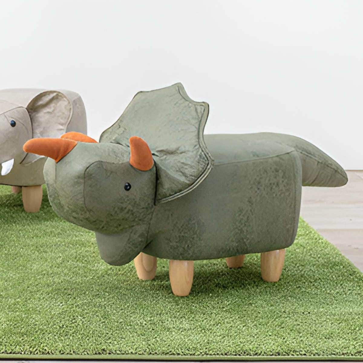 スツール 座面高36cm 木製脚 トリケラトプス アニマルスツール アニマルチェア 動物 椅子 キッズ 子供 ..