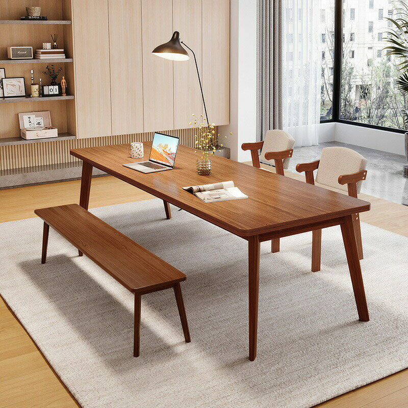 木製のデスクトップタイプの長い条の机子供の学習小学校の中学生家庭用二人用のオフィス机と椅子を書き..