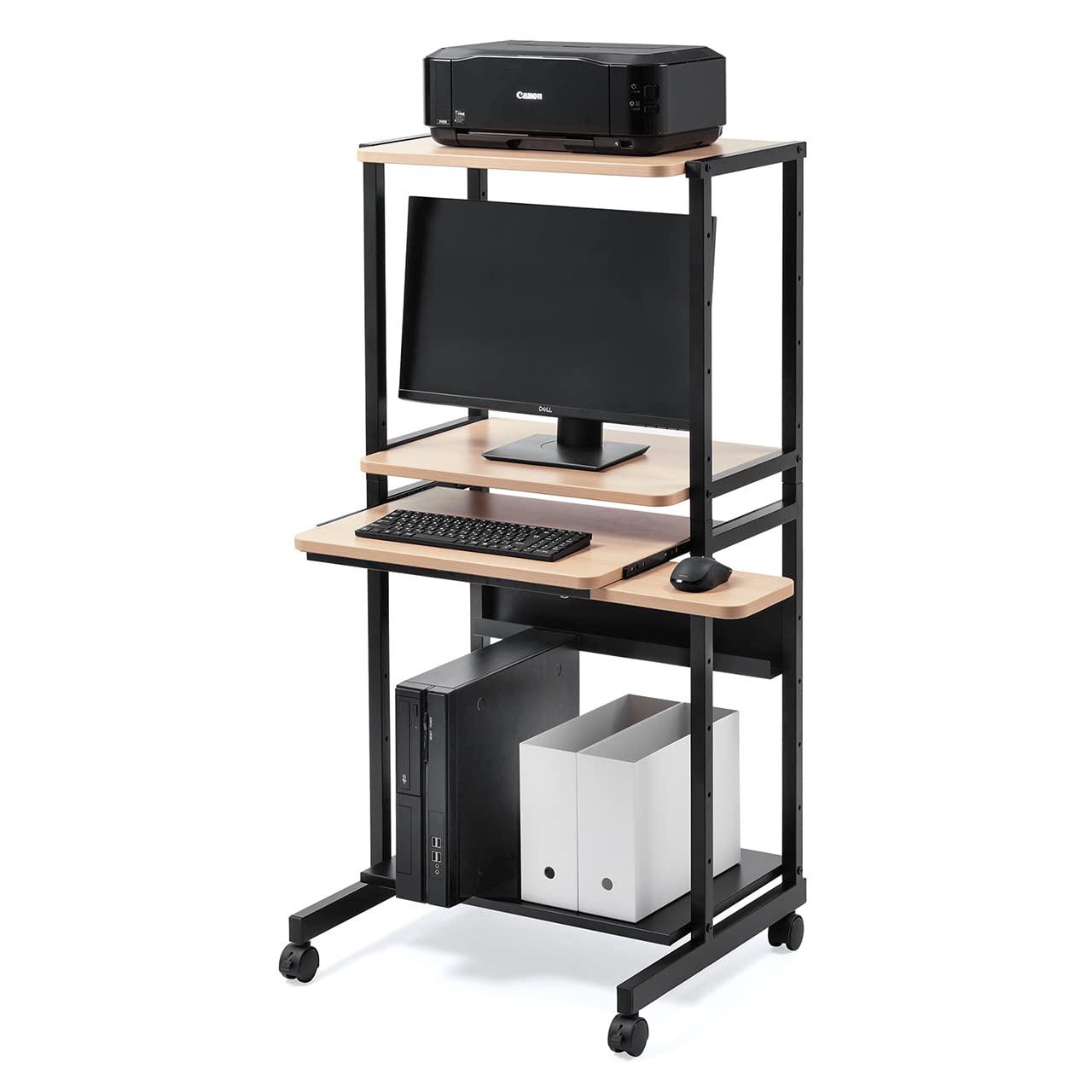 サンワダイレクト パソコンデスク コンパクト キーボードスライダー マウステーブル キャスター付き 木..