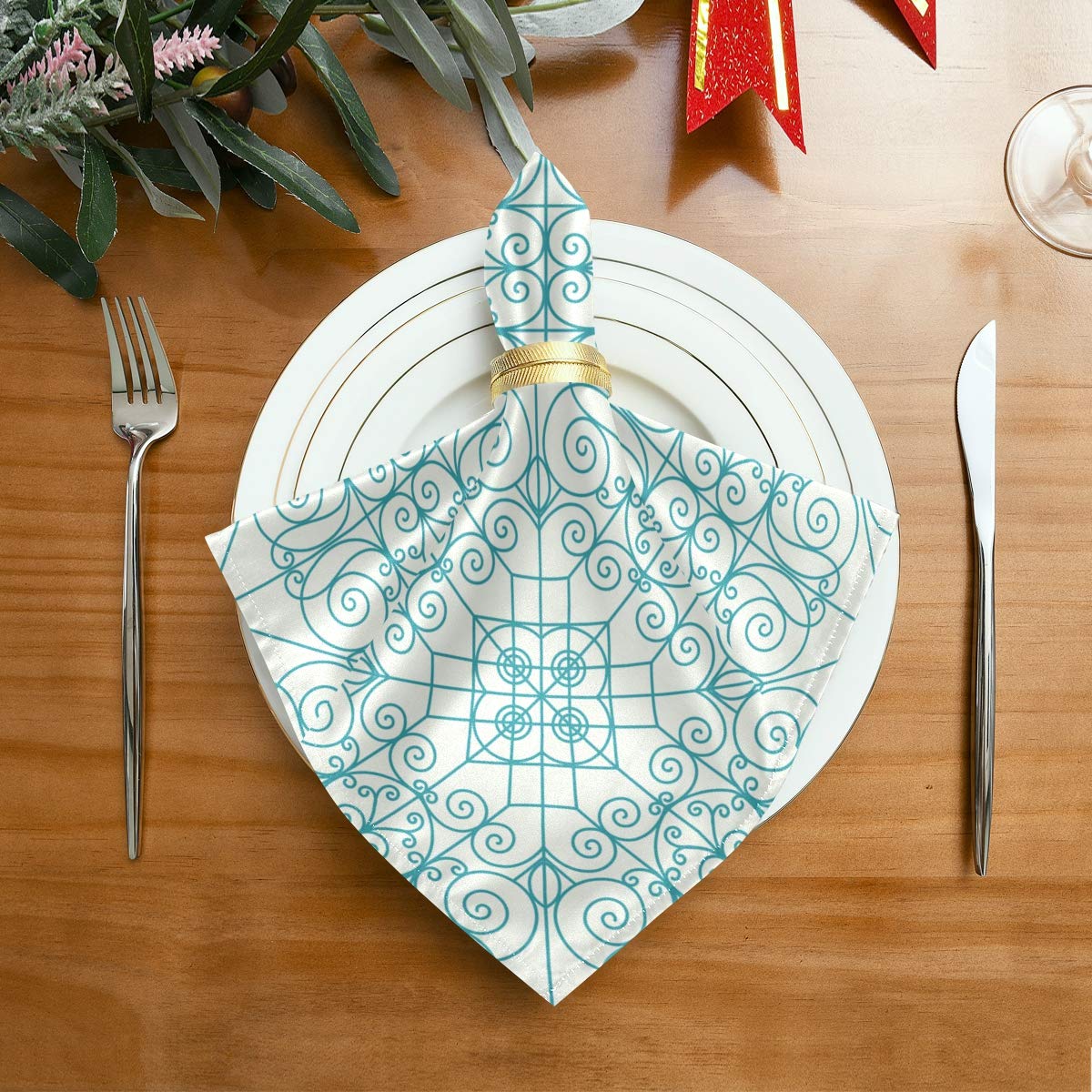 布 6枚入り 50.5*50.5CM ホテルヴィンテージ 花紋 緑(1-1055)(3)