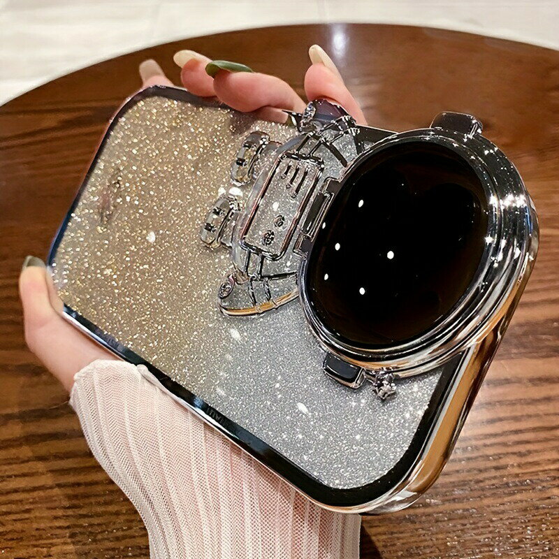 IPhone 15用グリッター透明宇宙飛行士電話ケース、女性のiPhone 14 Pro Max / New 13 Pro、トレンディな午後12時、フレッシュでシンプルな11、クリエイティブポー、ファッショナブルなインスタイルに最適