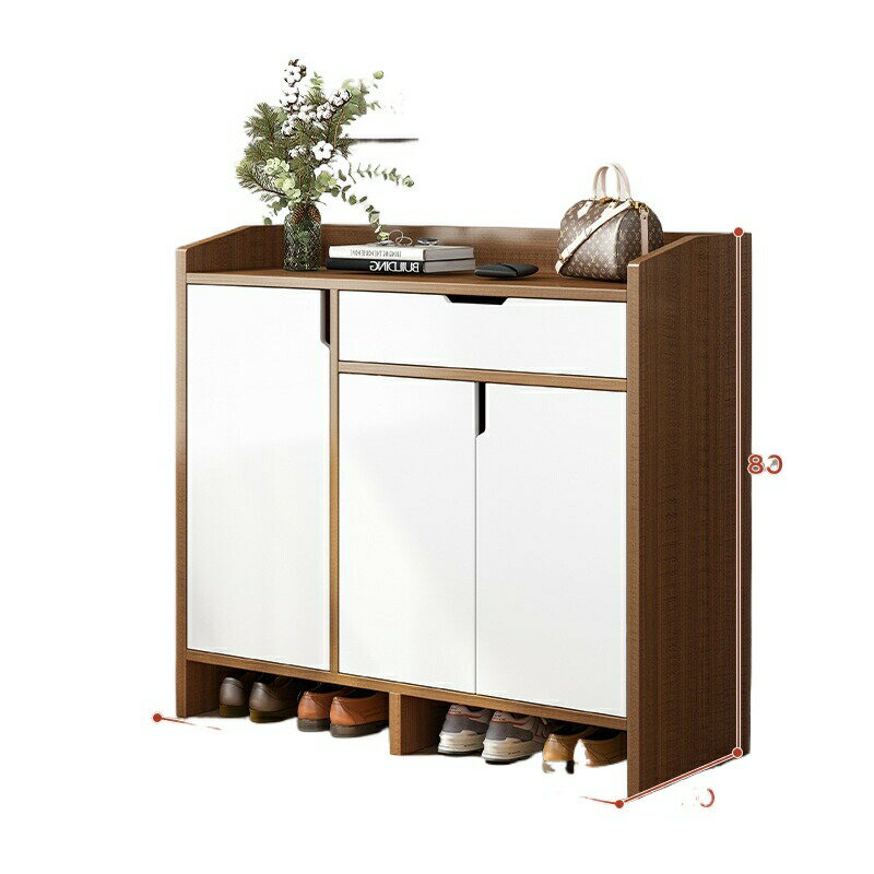靴キャビネットと衣類ラックを統合した床置き型ホームエントランスウォールコートキャビネットエントランスキャビネットパーティション、靴ラックに座るスツール付き