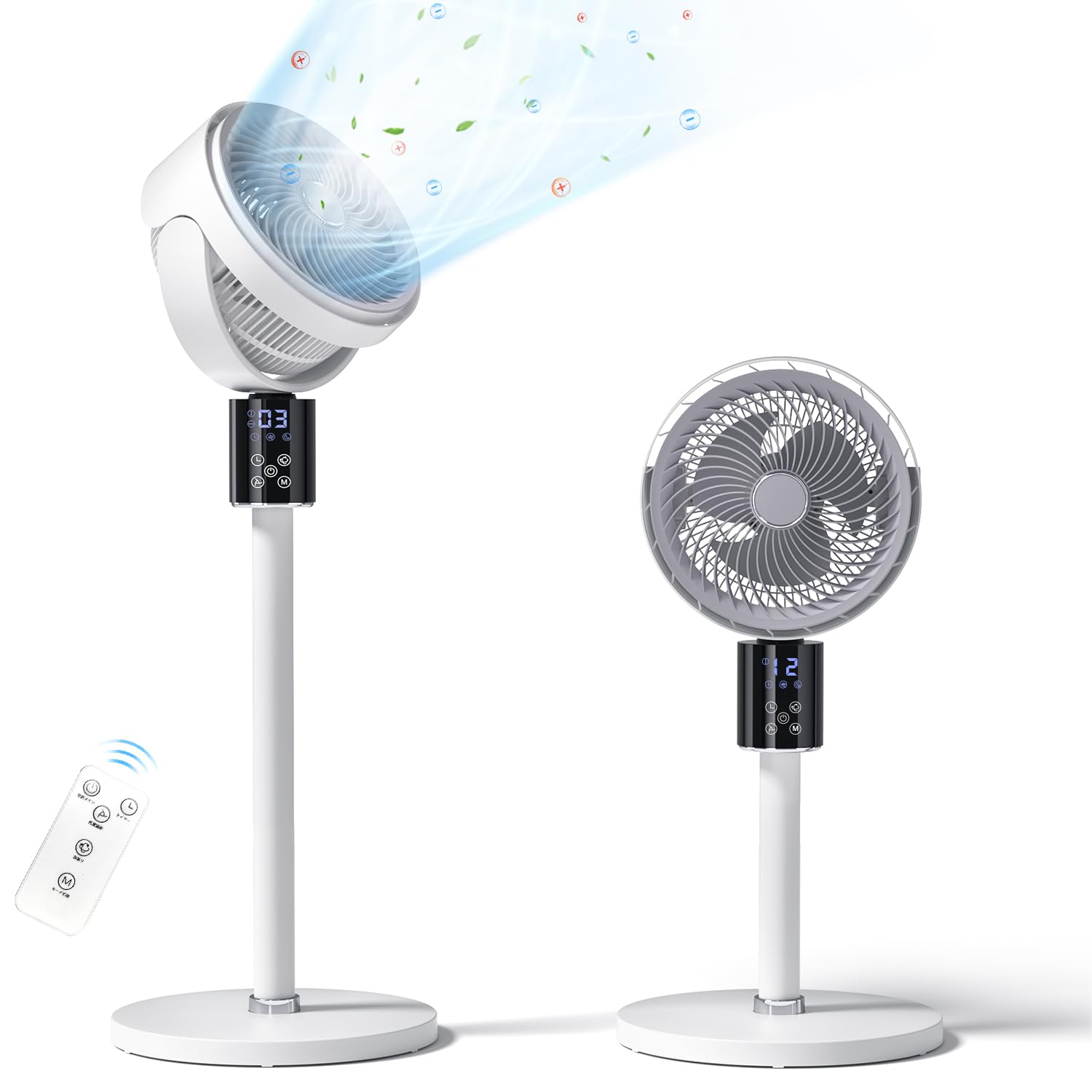 ビング扇風機 静音設計 卓上扇風機 上下左右自動首振り 省エネ マイナスイオン機能 空気清浄 三つの送..