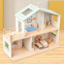木製ドールハウス 2階建て ガーデンミニチュアハウス 幼児 子供用