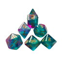 ロールプレイングゲーム用の7個の多面体サイコロマルチカラーサイコロセットD4〜D20