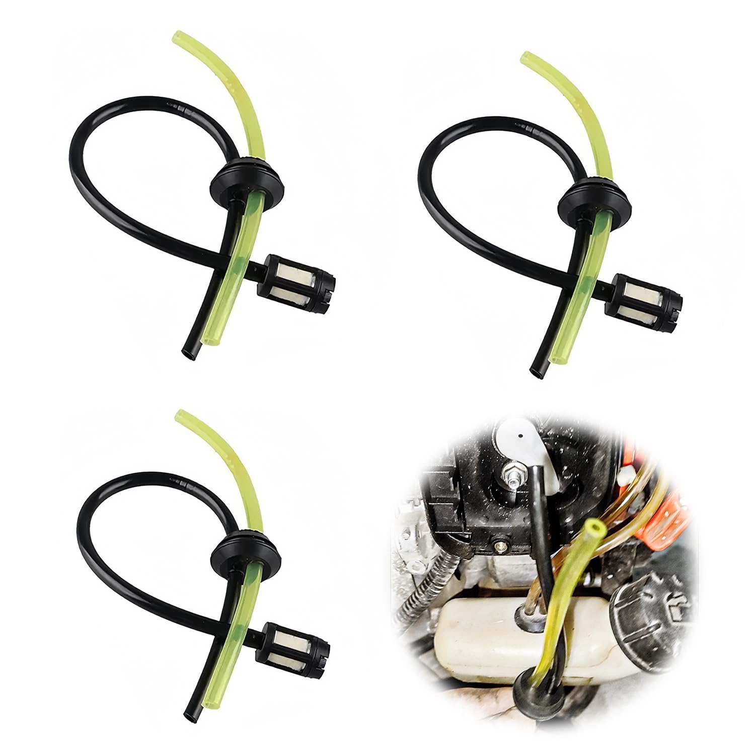 草刈機 パーツ 部品 3本 草刈機燃料ホース 草刈機燃料ホースセット 草刈機 交換用部品 差し替え 芝刈り機用付属品(3)