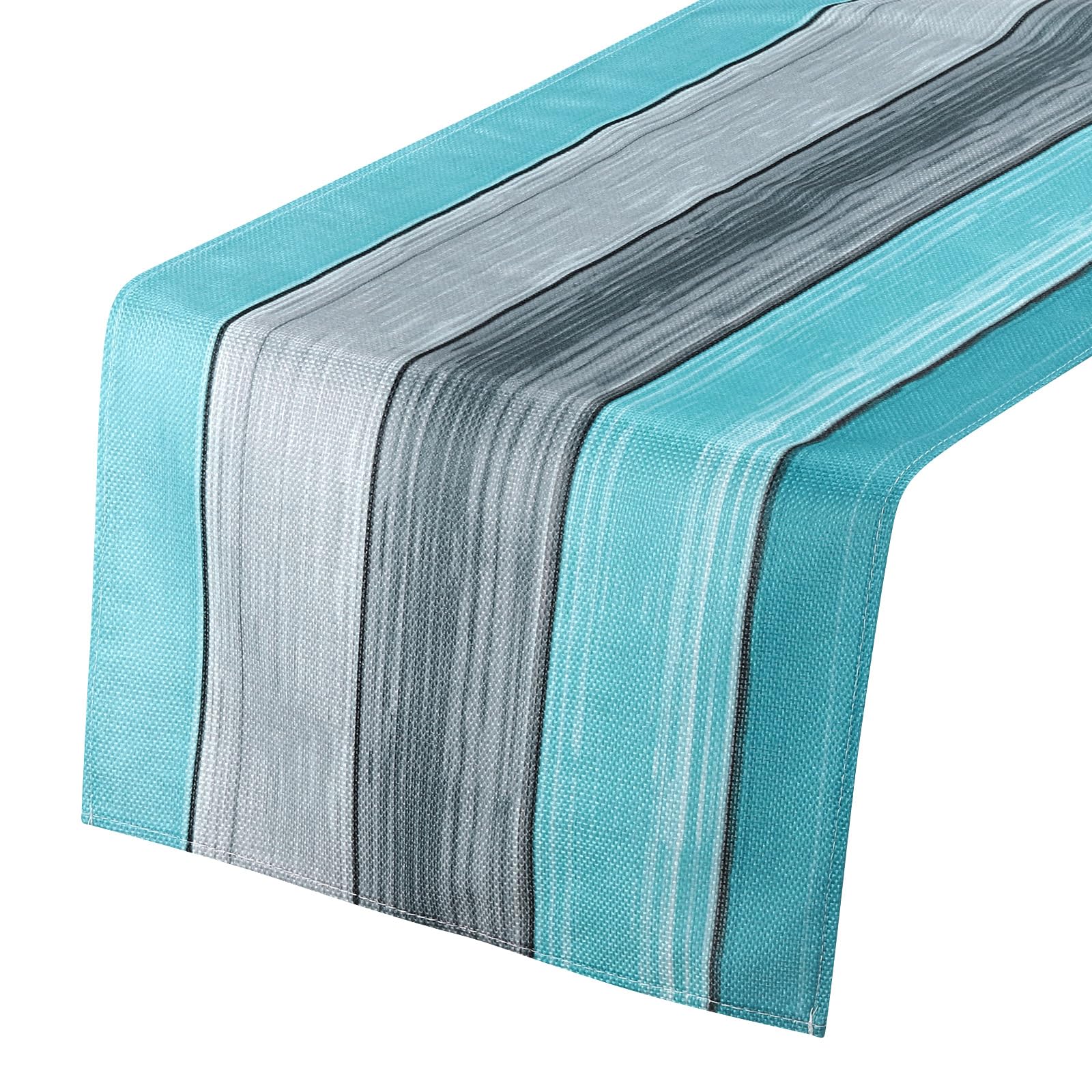 T テーブルランナー 183cm x 33cm レトロコットンリネンテーブルランナー ダークブルー グレー