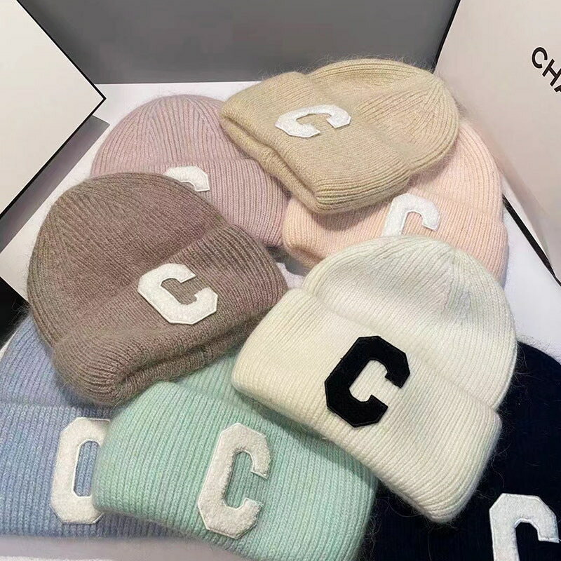 新型保温ウサギ毛毛糸帽子供韓版潮牌c文字百合ニット帽顔小冷帽