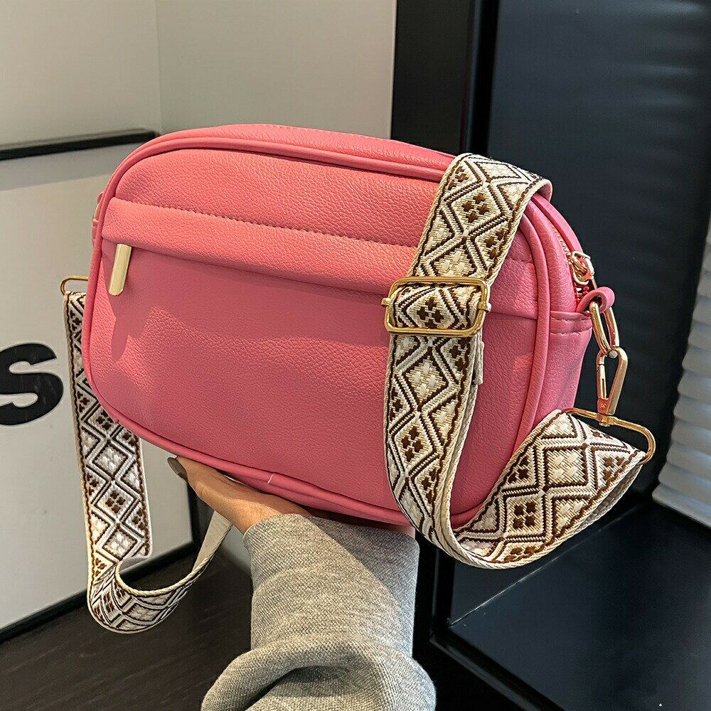 ファッションヴィーガンクロスボディバッグ、ソリッドカラーショルダーバッグ、女性のカジュアルハンド..