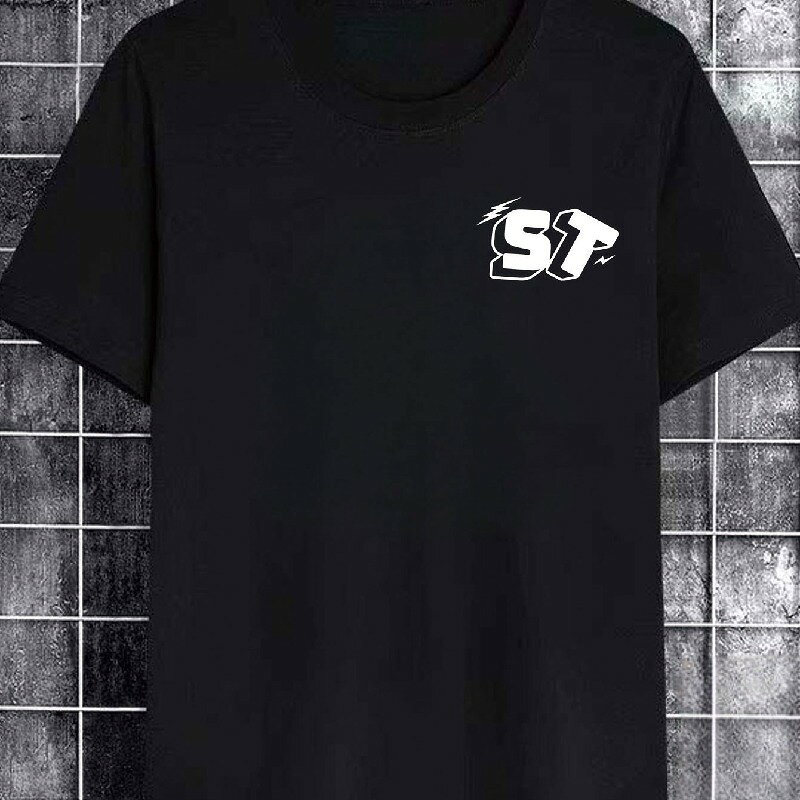 200gメンズ＆レディース 100%コットン半袖Tシャツ - ミニマリストアメリカンレトロデザイン STロゴプリ..