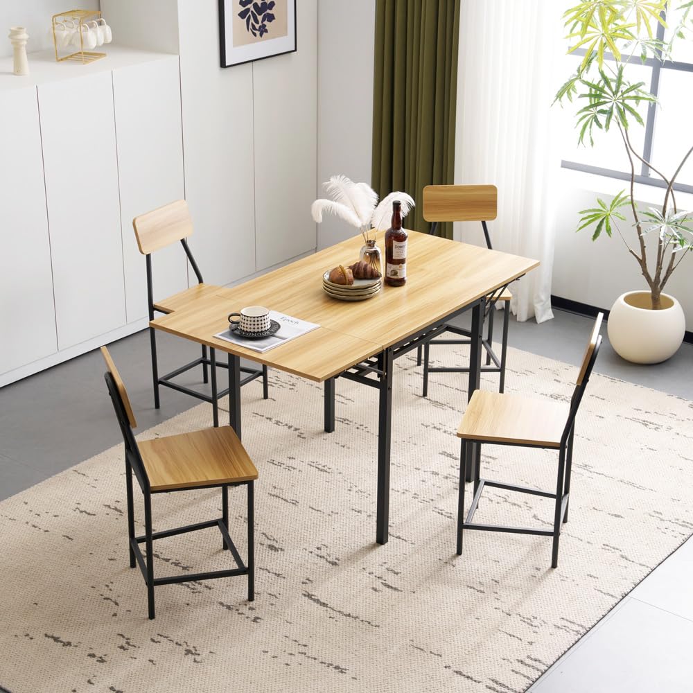 ダイニングセット 5点 ダイニング5点セット 4人用 4人掛け 無垢材 ダイニングテーブル ダイニングテーブルセット ダイニングチェア レトロ 食卓 北欧 パイン天然木 ナチュラル カフェ パソコンデスク学習机 リビング [並行輸入品]