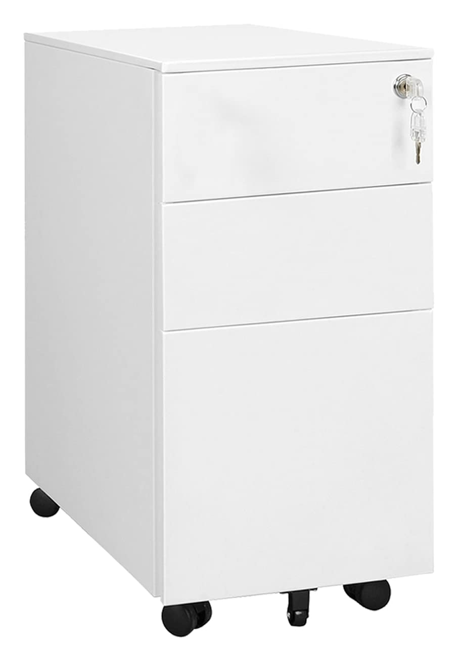 デスクワゴン 鍵付き スリムワゴンデスクワゴン サイドワゴン 3段 収納 オフィスワゴン キャビネット ..