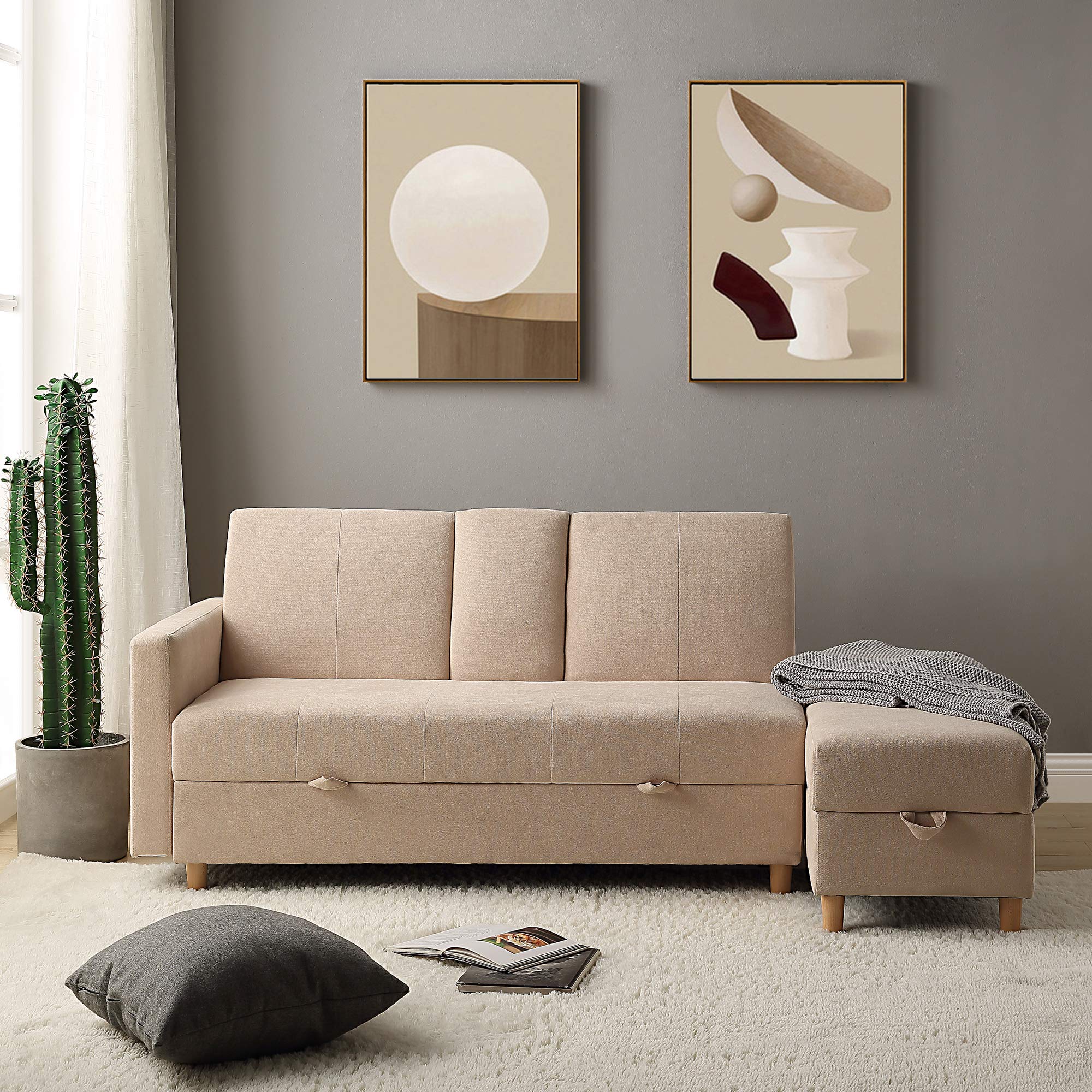 リビングソファ 3人掛け ソファ 多機能ソファベッド 収納機能 引き出し オットマン おしゃれ コーナー..