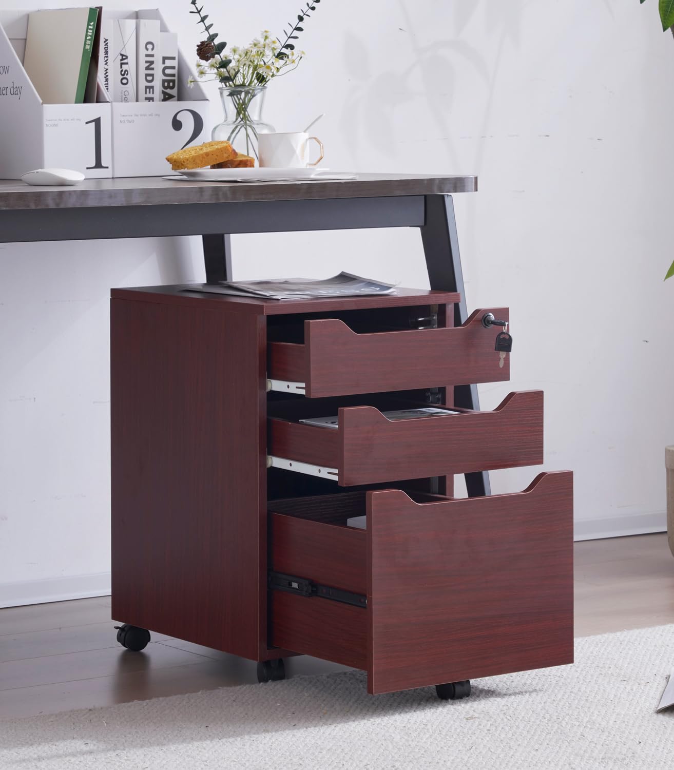 オフィスワゴン サイドワゴン デスクワゴン 3段 オールロック 大容量 キャスター付き 鍵付き A4 収納 ..