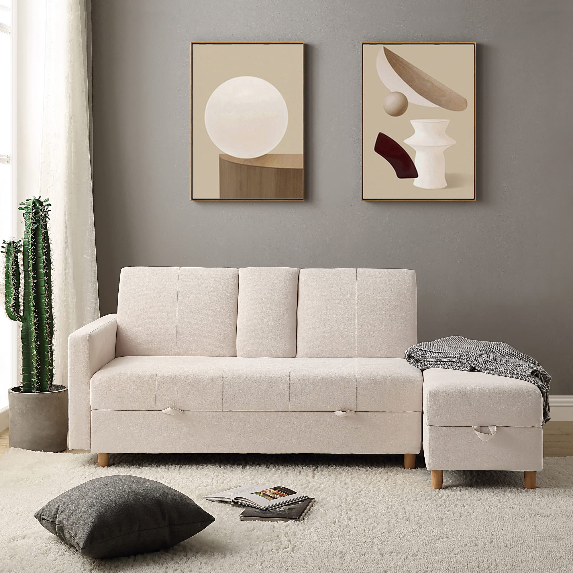 リビングソファ 3人掛け ソファ 多機能ソファベッド 収納機能 引き出し オットマン おしゃれ コーナー..