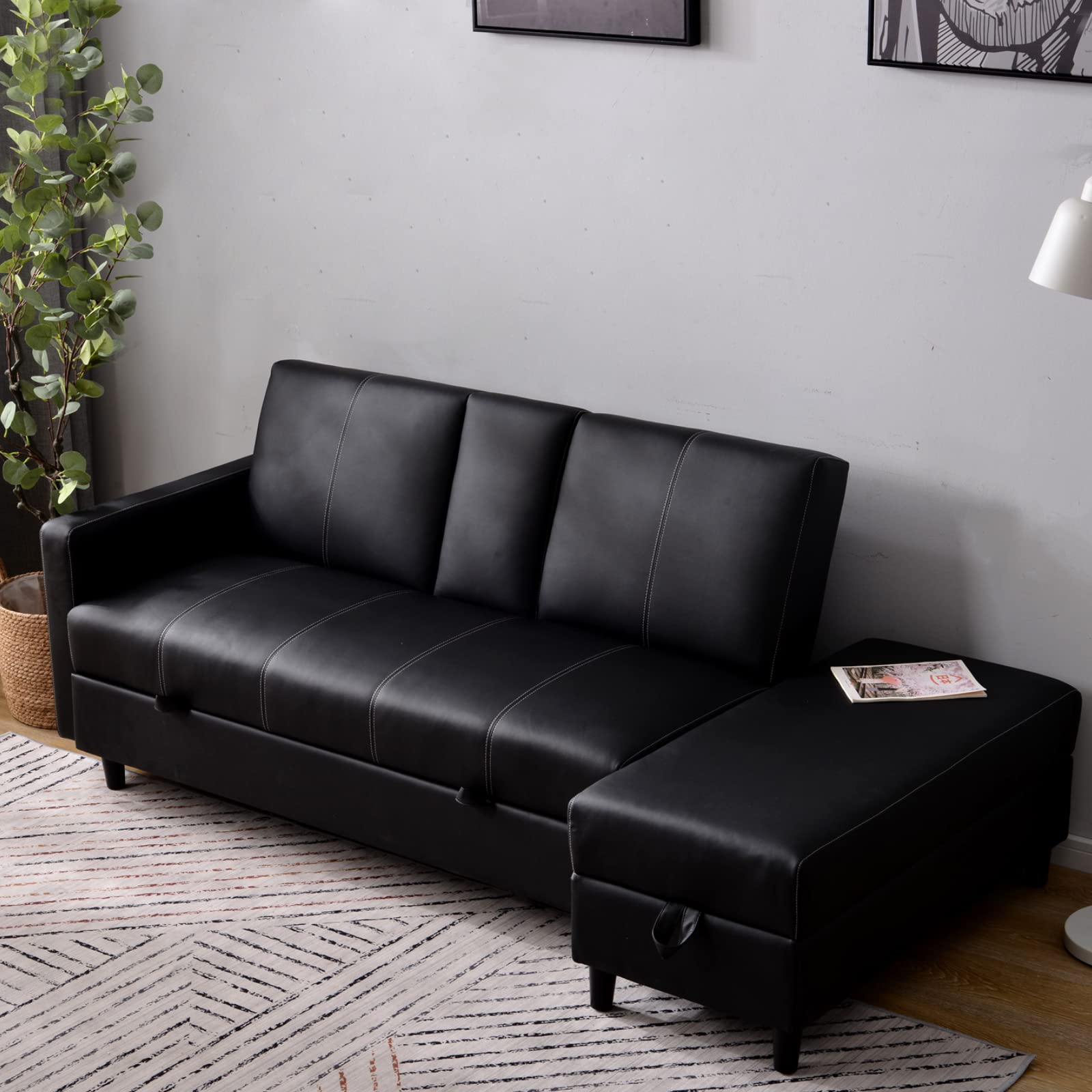 リビングソファ 3人掛け ソファ 多機能ソファベッド 収納機能 引き出し オットマン おしゃれ コーナー..