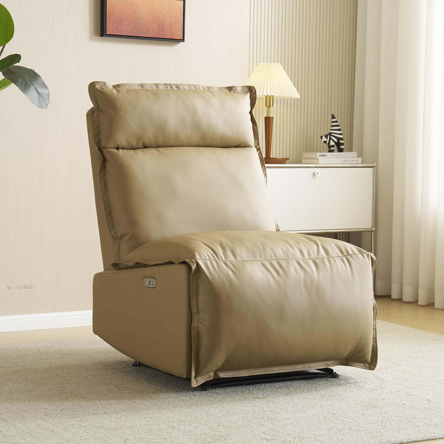 電動リクライニングチェア 肘掛けなし リクライニングソファー 電動ソファー オットマン一体型 PUレザー 165°調整 電動リクライニングソファ 1人掛け 電動ソファ リビング用 おしゃれ (ブラック)