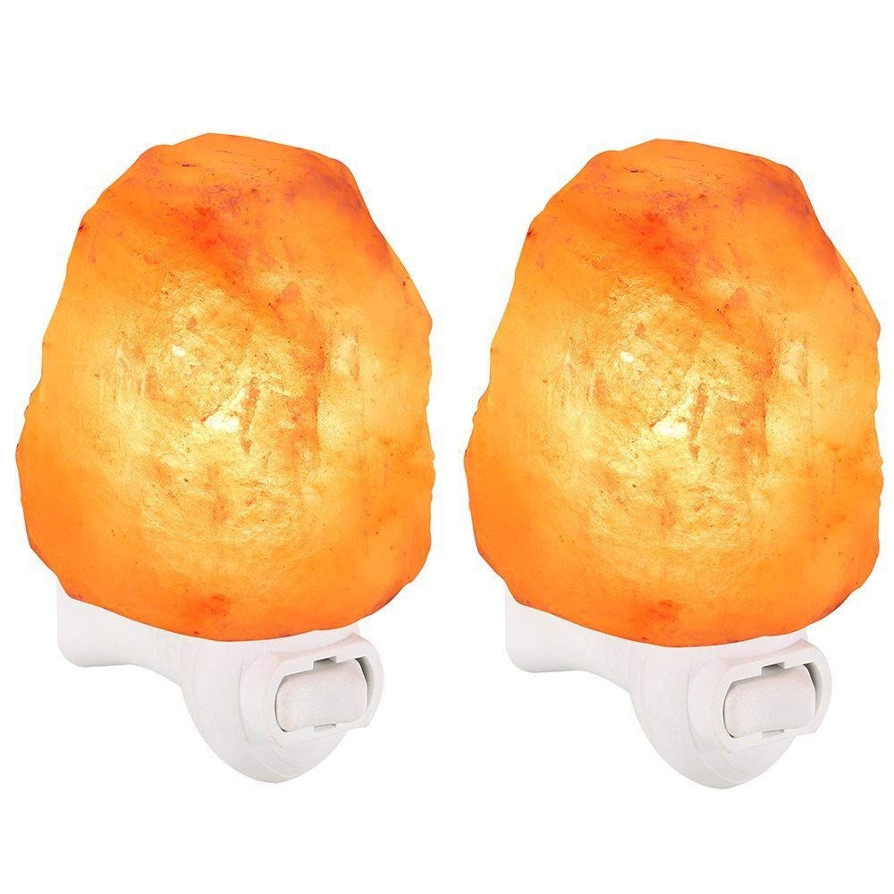 クリスタルソルトロックランプ 2ピース手彫りピンククリスタルヒマラヤ岩塩ランプ不規則な塩ランプウォ..