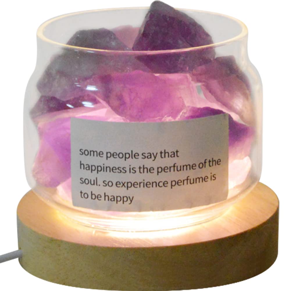 アロマランプ アロマライト 水晶 蓋付き ガラス瓶 クリスタル ベッドサイドランプ 空気浄化 ランプ台座..