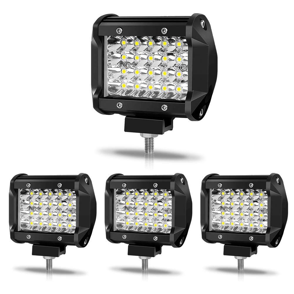 作業灯 LED ワークライト 72W【4個セット】デッキライト 12v/24v 兼用 防水 防塵 防震 タイヤ灯 車幅灯..