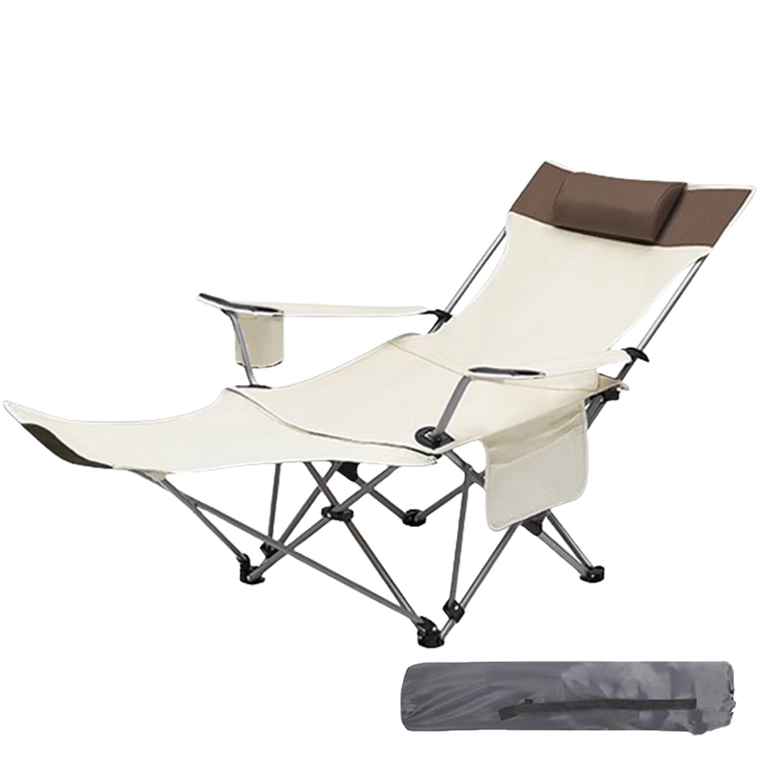 リクライニングチェアき 折りたたみ 耐荷重120kg 600Dオックスフォード アウトドアチェア おしゃれ 一人用 キャンプ椅子 イス 椅子 収納袋付属 お釣り 登山 携帯便利 組立簡単 (グレー, 55*58*88cm)