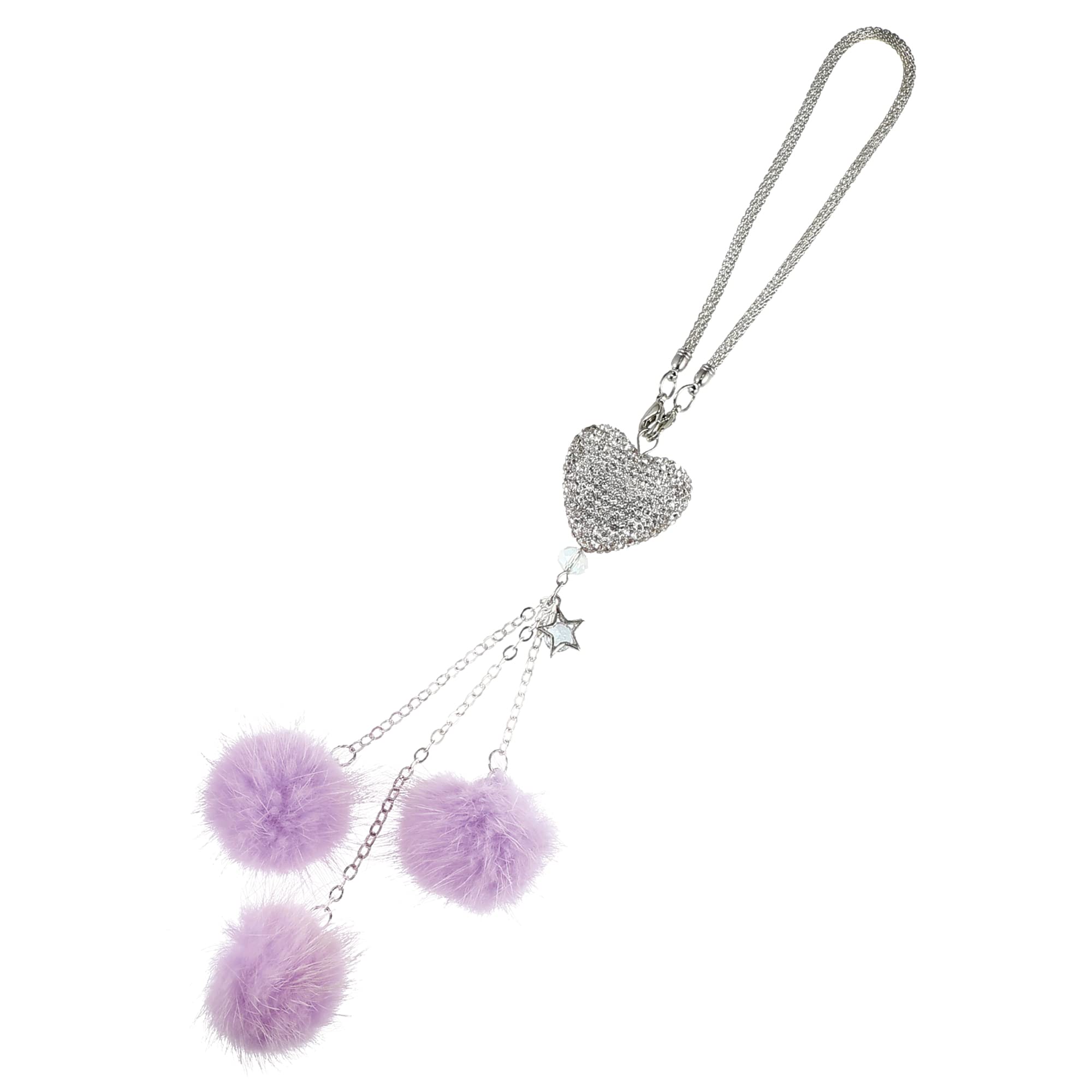 T 車のリアビューミラーチャーム 車の装飾オーナメント用 カー用品 ハート柄ラインストーン パープルミ..