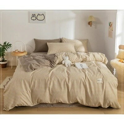 ファッション シンプル 格子縞 ベッドシート 4点セット ガーリーなスタイル キルトカバー 寝具 3点セット