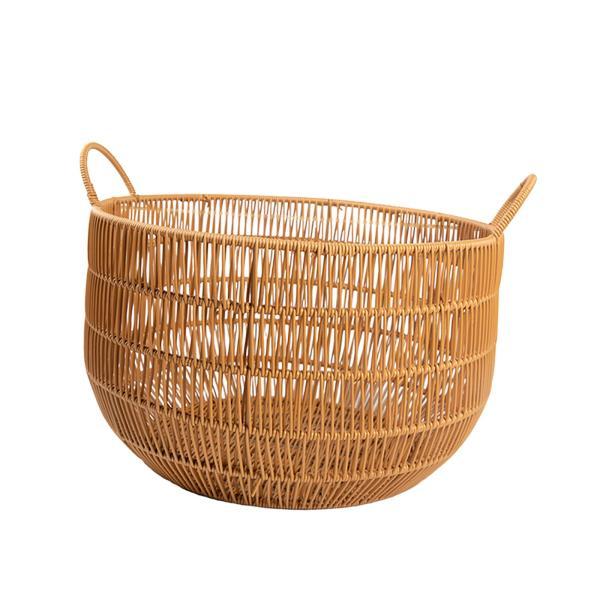 ハンドル付き編みバスケット 籐バスケット 子供部屋 ランドリールーム リビングルーム ショート用