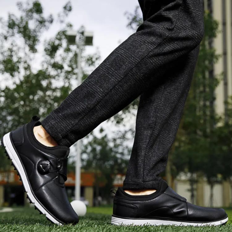 スニーカー ゴム底 紳士 スパイクレス ゴルフシューズ メンズ スパイクレスシューズ 紐がない 結ばない..