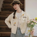 デニムジャケット レディース春の新作甘い刺繍白ショートデニムコート女刺繍デニム 韓国ファッション