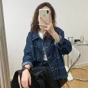 レディースデニムジャケット、春の新作デニムルーズショートジャケット、レトロなネイビーブルーデニムジャケット、レディース韓国風ファッション