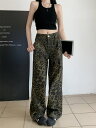トレンド パンツ モップパンツ ロングパンツ ワイド ハイウエスト 脚長効果 美脚効果 細見え 夏 カジュアルフィット かわいい 韓国系ファッション レディース お出かけ(4)