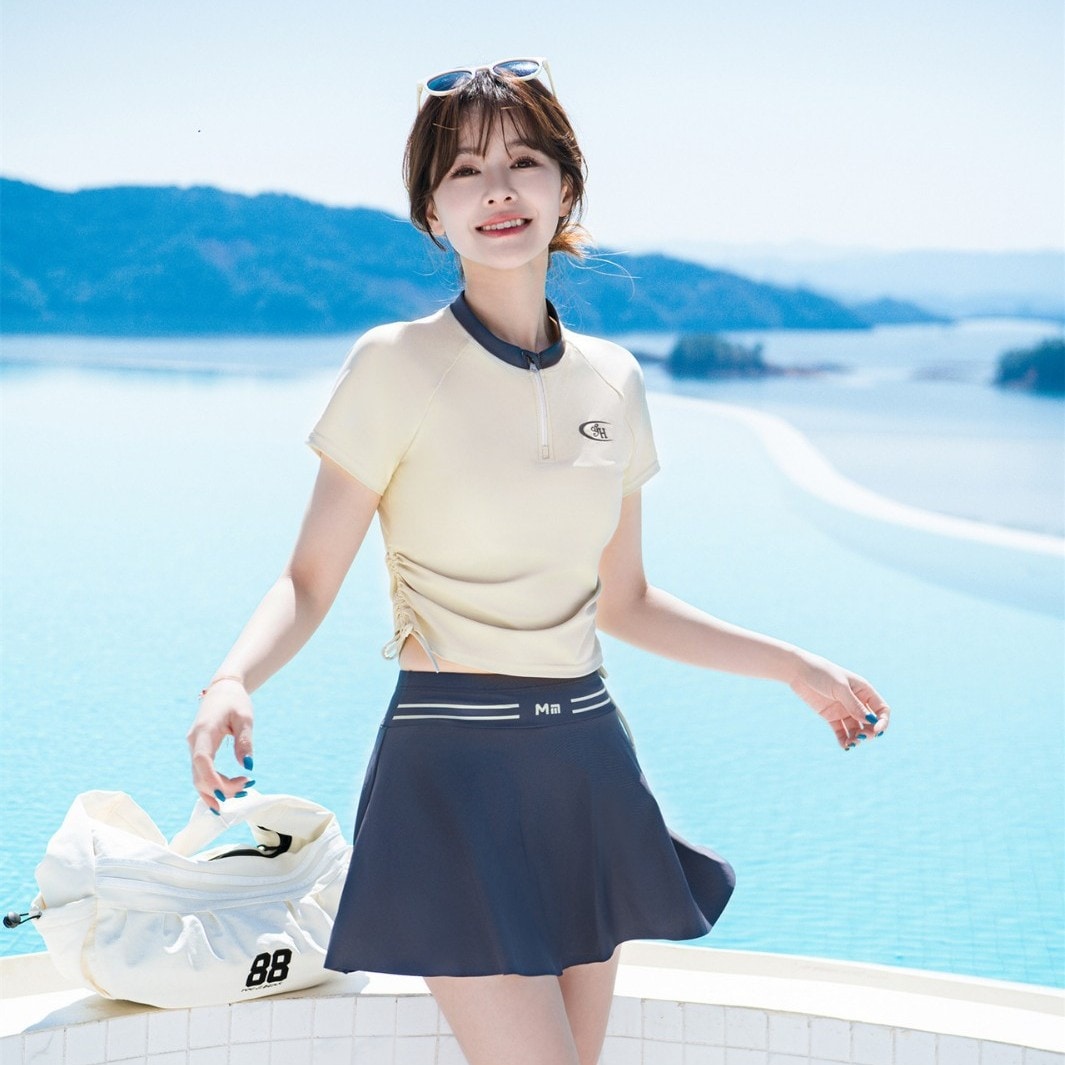 可愛いビキニ 気沸騰水着 分割水着女子学生スポーツ風温泉休日フラット水着で浸す