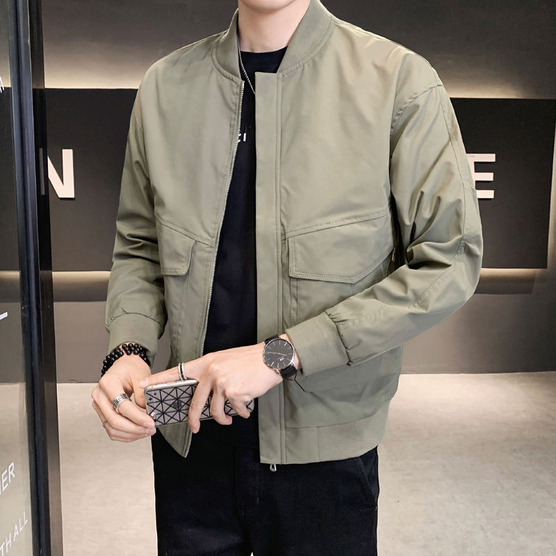 アウター ジャケット メンズコート春と秋ワークカジュアルジャケットフィット野球ウェア パーカーファ..