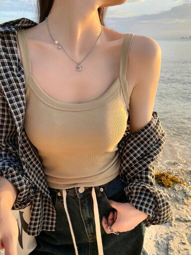 カップ付きインナー タンクトップ 細肩ベルト付きキャミソール春夏美背 下着胸当て付きオールインワンインナーボトムトップス カップ付きインナー タンクトップ 細肩ベルト付きキャミソール春夏美背 下着胸当て付きオールインワンインナーボトムトップス