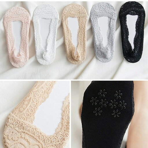 フットカバー/レディース/レース/ショートソックス/夏用/5足セット/靴下/薄手/浅履き/パンプス用/脱げにくい/足のムレ対策/おしゃれ/ フットカバー/レディース/レース/ショートソックス/夏用/5足セット/靴下/薄手/浅履き/パンプス用/脱げにくい/足のムレ対策/おしゃれ/