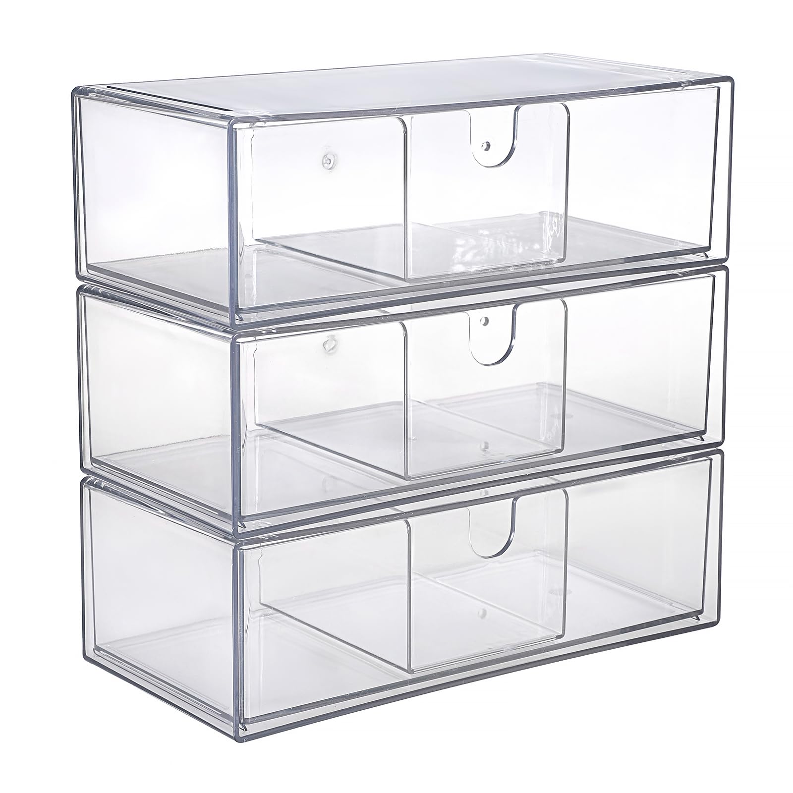 3個セット引き出し式収納ケース 仕切りボックス アクリル製小物入れ 綿棒収納 化粧品収納 文房具収納 ..