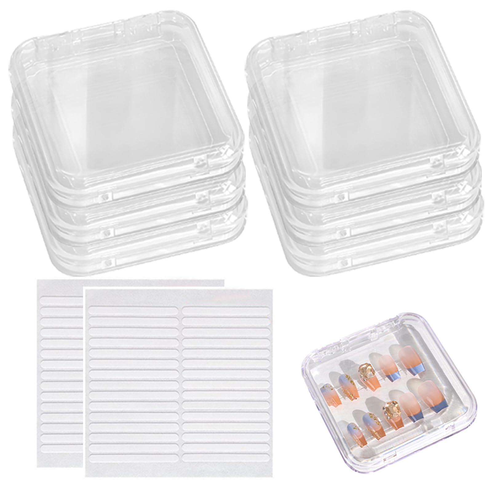 透明 ネイルチップケース 6個セット 付属両面テープ2枚付き ネイルチップ 収納 保管 展示 防塵 ネイル..