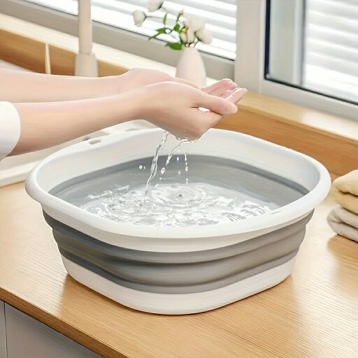 厚手のプラスチック製折りたたみ式洗面器、足洗いや手洗いに使用できる、必須の学校用品、家庭、寮、屋外で使用可能、1/3個の携帯可能な折りたたみ式洗面器 厚手のプラスチック製折りたたみ式洗面器、足洗いや手洗いに使用できる、必須の学校用品、家庭、寮、屋外で使用可能、1/3個の携帯可能な折りたたみ式洗面器