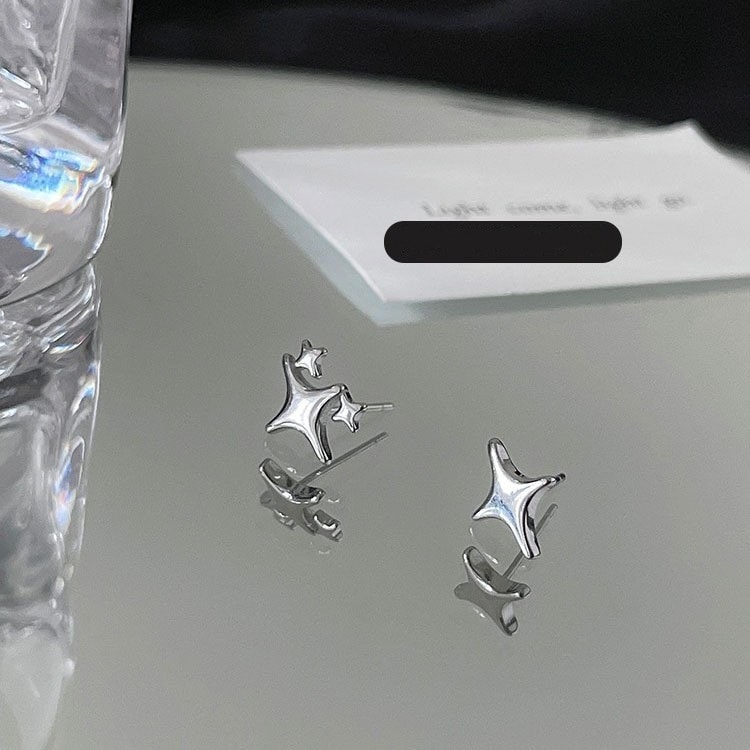 冬のイヤリング 韓国風レディースシンプルシルバーイヤリング(4)