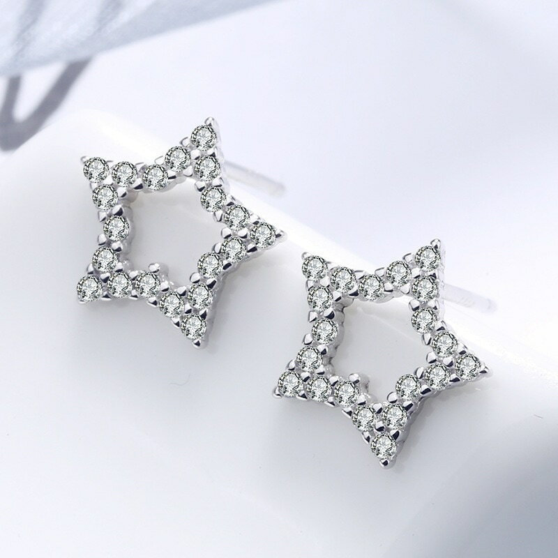 イヤリングS925スターリングシルバースタッドピアス星イヤリング韓国語版シンプルさアクセサリー
