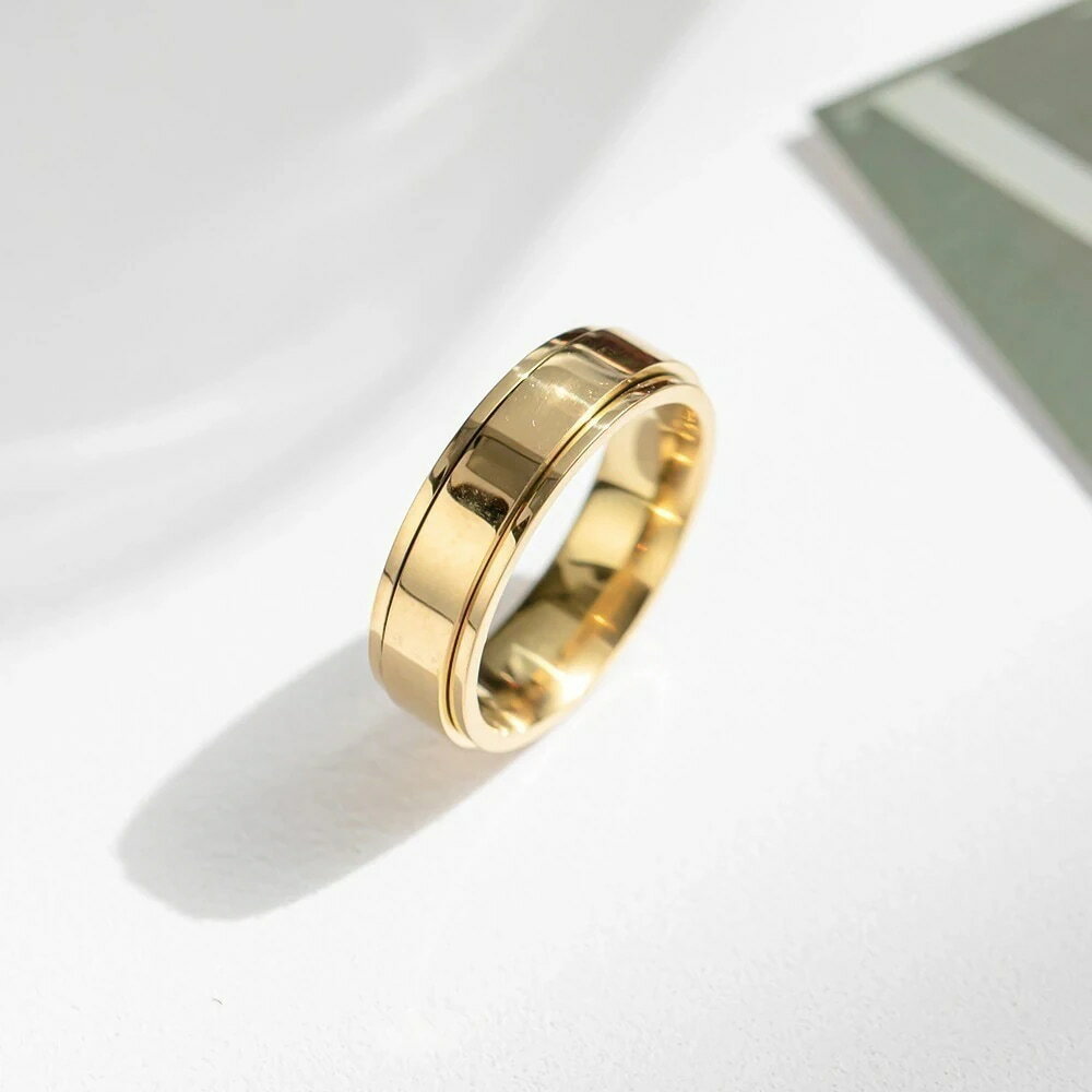 シンプルな光沢のあるプレーンリングステンレス鋼回転リングリングの韓国語バージョン トレンディなニ..